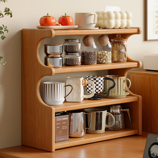 实木杯架防尘桌面茶杯茶具水杯架餐边柜台面咖啡杯杯子收纳置物架