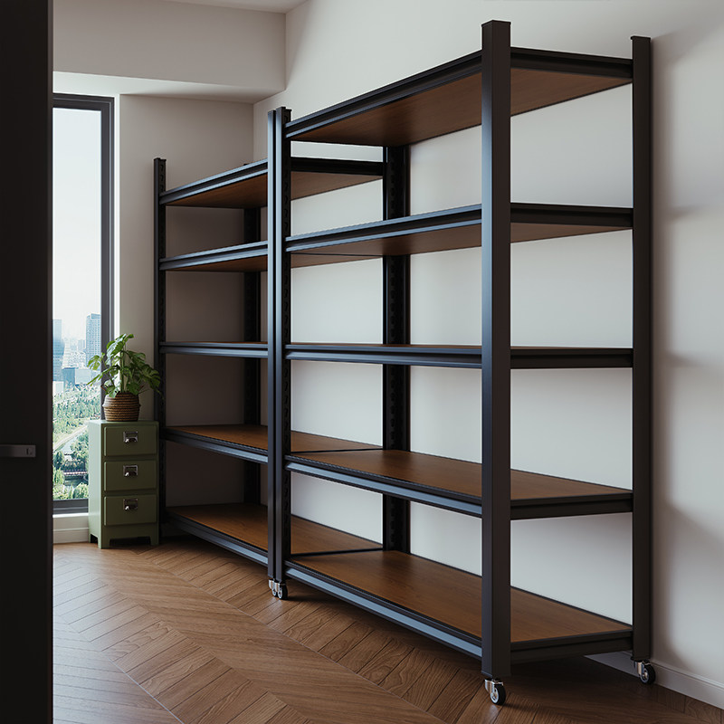 钢骨家用货架多层置物架落地阳台客厅收纳展示超市杂物间储物柜子