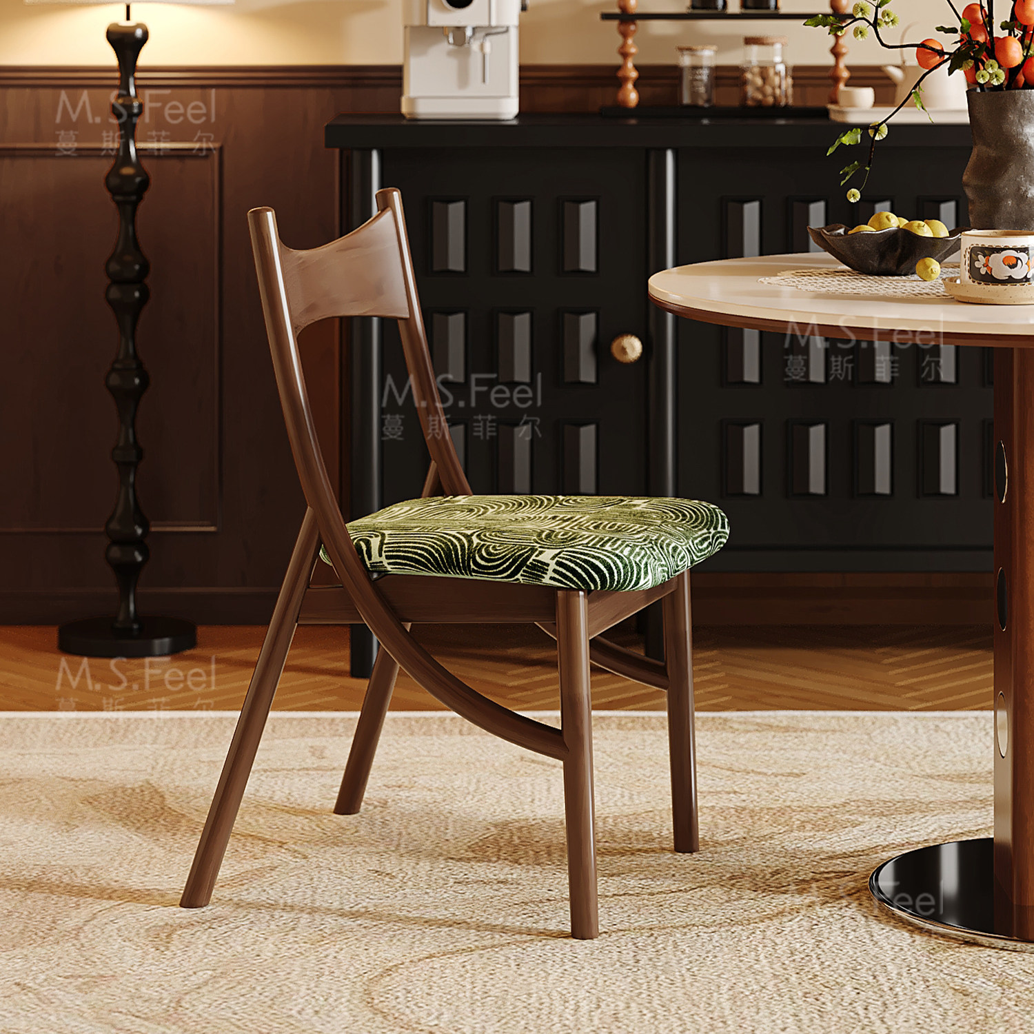 中古风实木餐椅家用餐桌椅法式复古猫耳椅软包休闲椅靠背椅子,住宅家具,餐椅,淘宝优惠券,粉丝福利购,淘宝优惠卷