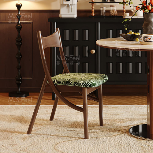 免安装复古法式实木餐椅猫耳椅！