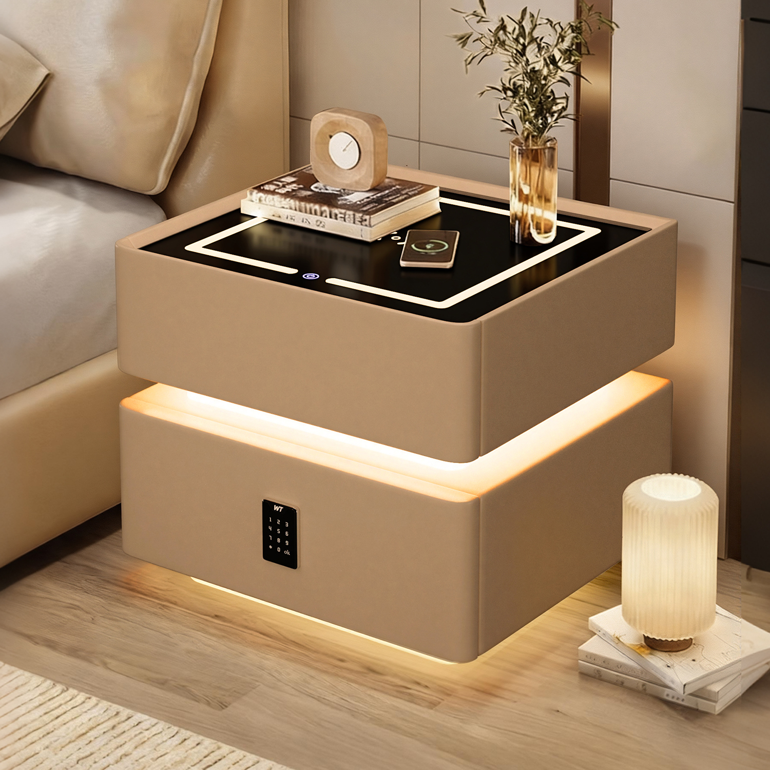 全网热销第一！智能全实木床头柜