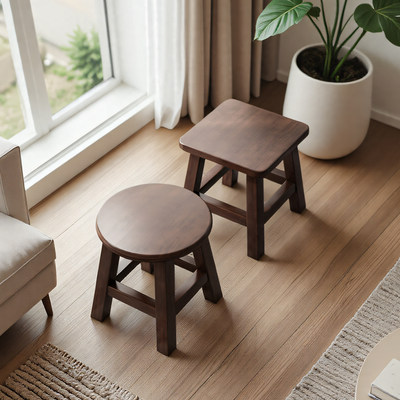 实木小凳子家用矮凳客厅茶几沙发凳脚凳门口换鞋凳新中式木头板凳