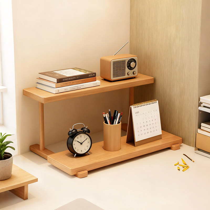 实木桌面置物架工位放置架子餐桌台面杯子水杯架办公室书桌收纳架
