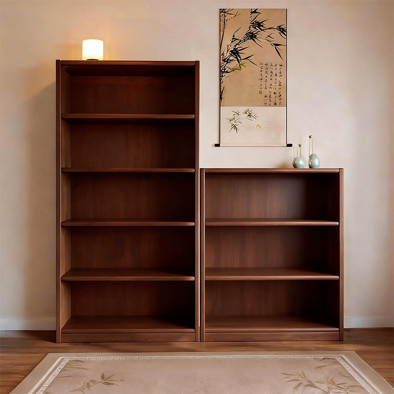 实木书柜储物柜一体家用多层格子柜靠墙收纳展示柜落地置物书架