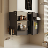 可开门热水器遮挡罩定制燃气管道装 饰厨房壁挂炉下方排气管置物架