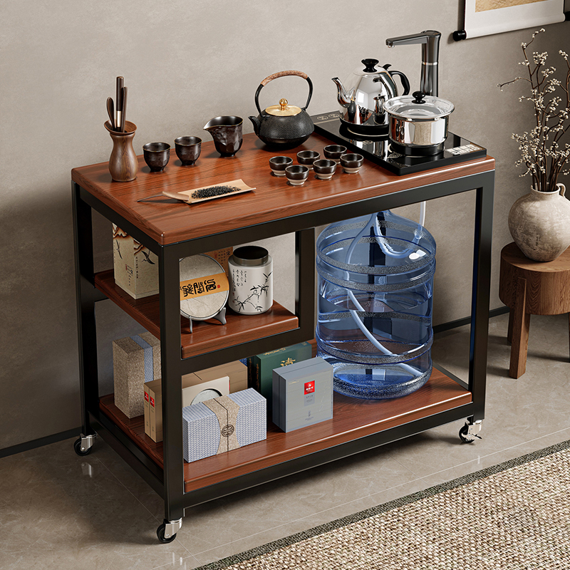 小茶桌客厅家用沙发茶边几侧边柜实木茶台新款小型简易移动茶水柜