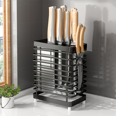 不锈钢刀架厨房置物架壁挂式刀具筷子筒一体收纳层架子多功能置物