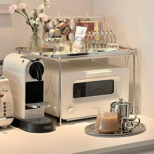 轻奢厨房不锈钢微波炉架子置物台面架多功能烤箱支架电饭锅收纳层