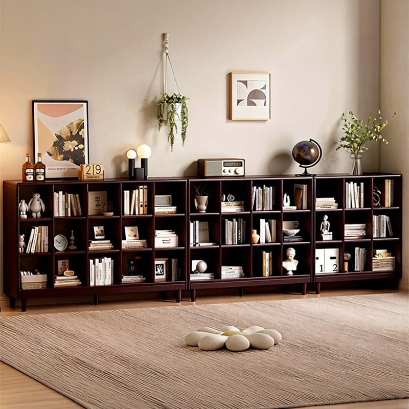 实木半墙柜子储物柜书柜客厅靠墙一体自由组合格子柜展示柜书架,住宅家具,书架,淘宝优惠券,粉丝福利购,淘宝优惠卷