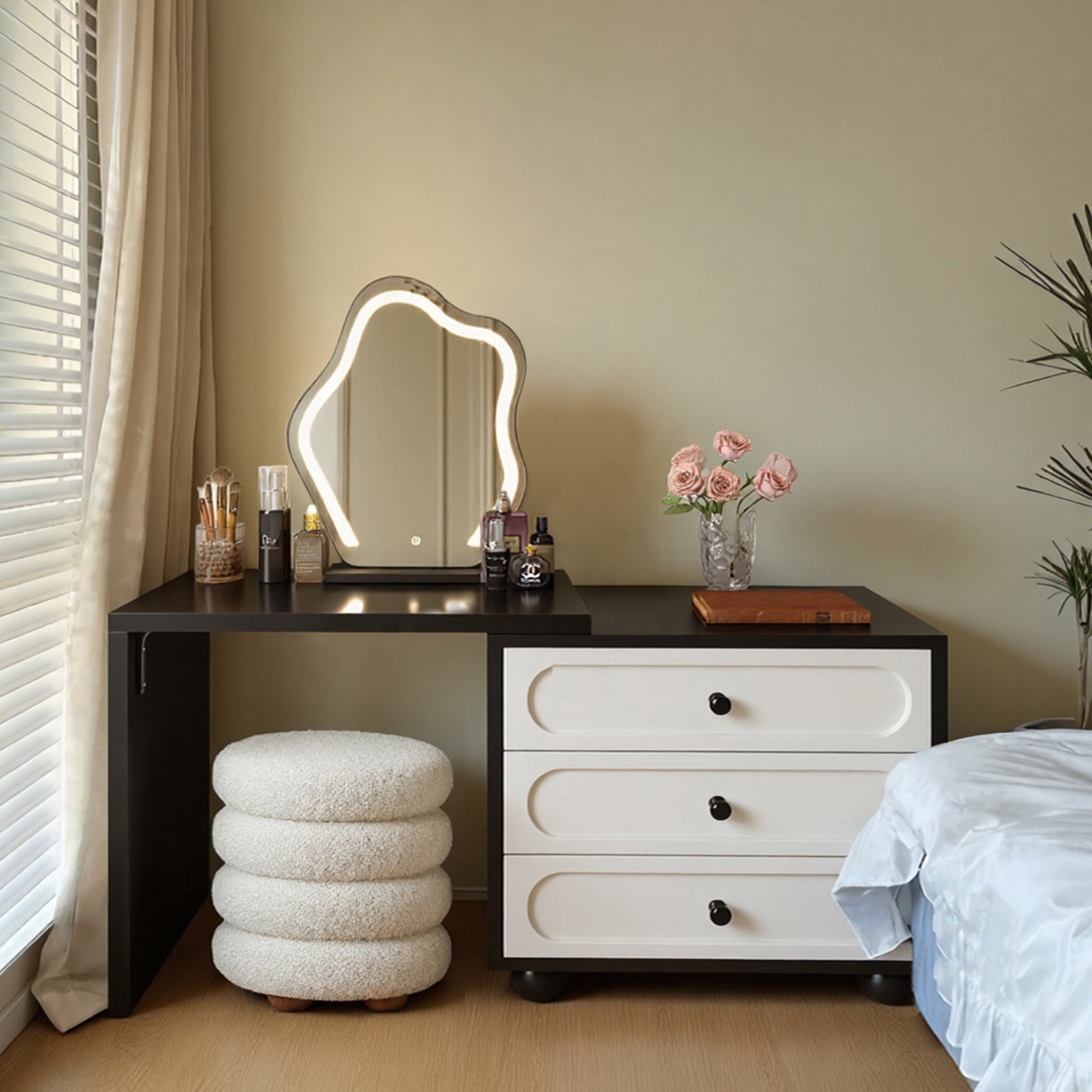 【法式奶油风】复古梳妆台斗柜