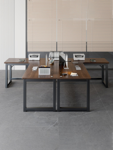 l型办公桌员工位转角电脑桌台式 双人位职员桌2人办公室桌椅组合