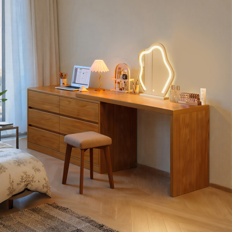【质保10年】实木梳妆台斗柜一体