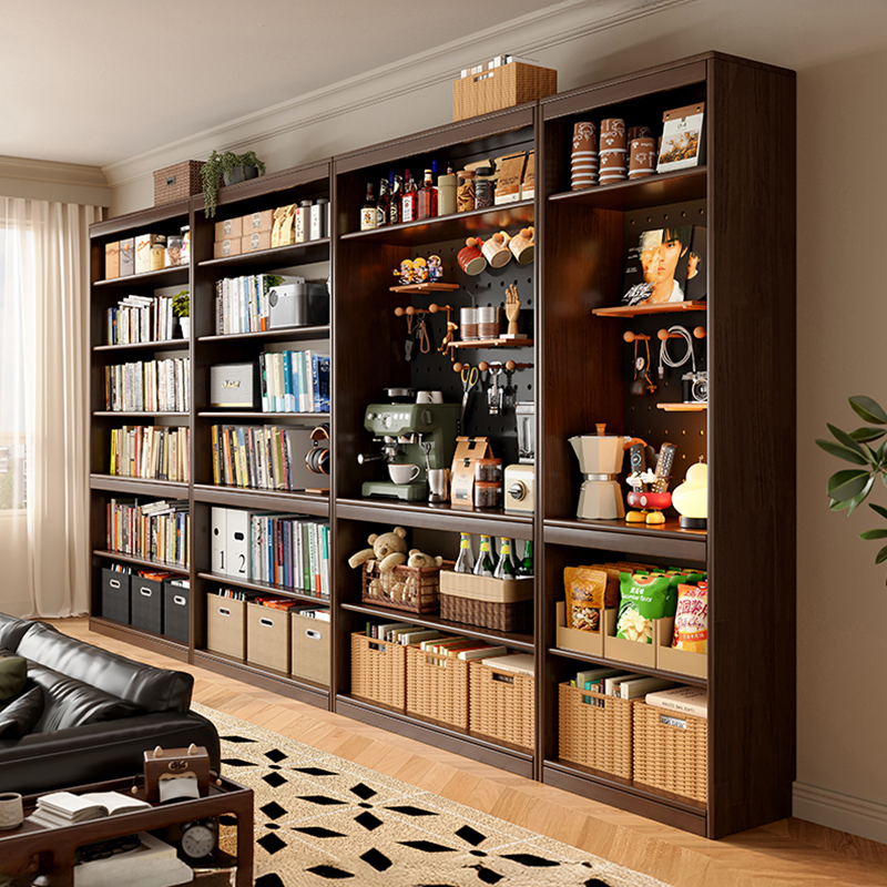 橡胶木实木书柜整墙去客厅化