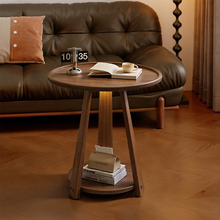实木双层沙发边几客厅家用简约小圆桌沙发侧边柜咖啡桌阳台茶几