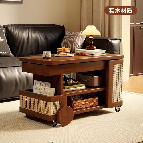 【整装发货】实木茶几中古小推车