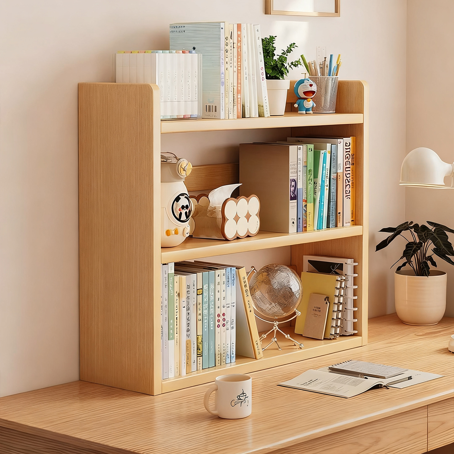 【加厚实木】桌面书架书桌上收纳