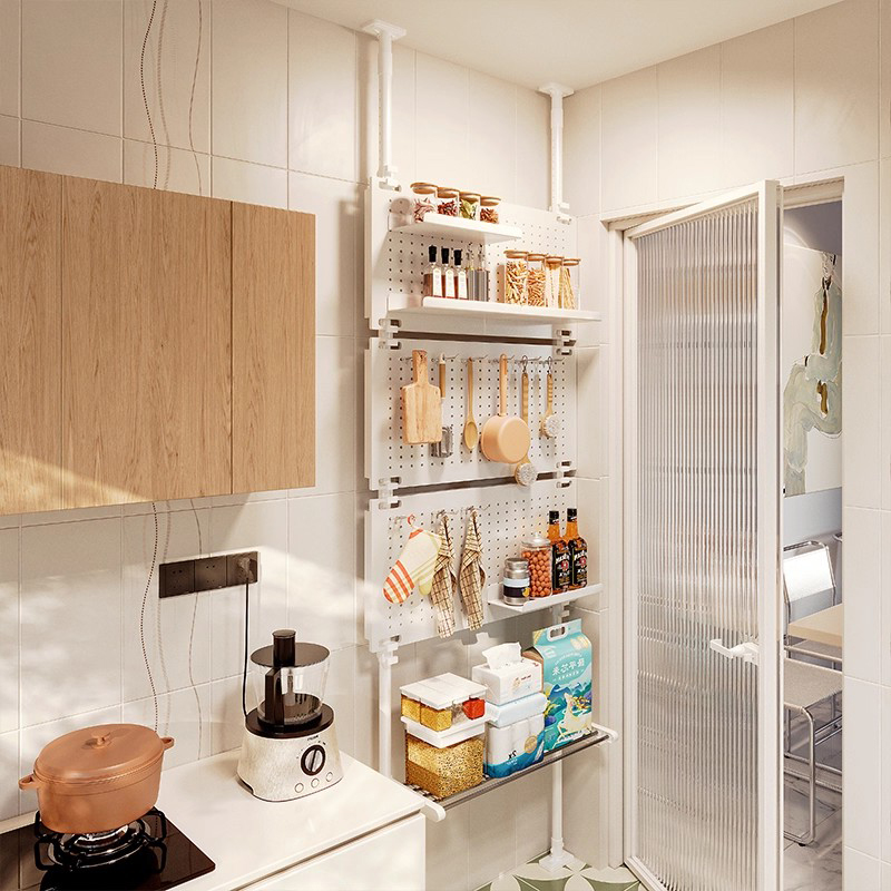 免打孔顶天立地厨房门后置物架子
