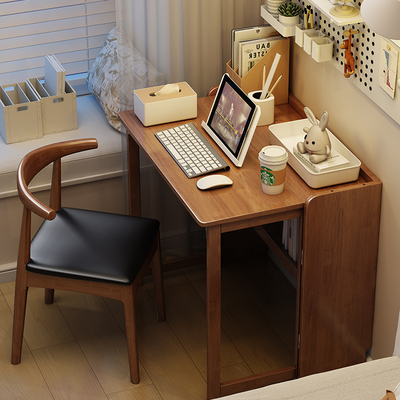 实木折叠书桌可伸缩电脑桌