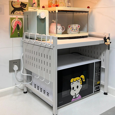 厨房微波炉置物架台面可伸缩烤箱支架多功能家用电饭煲架子收纳架