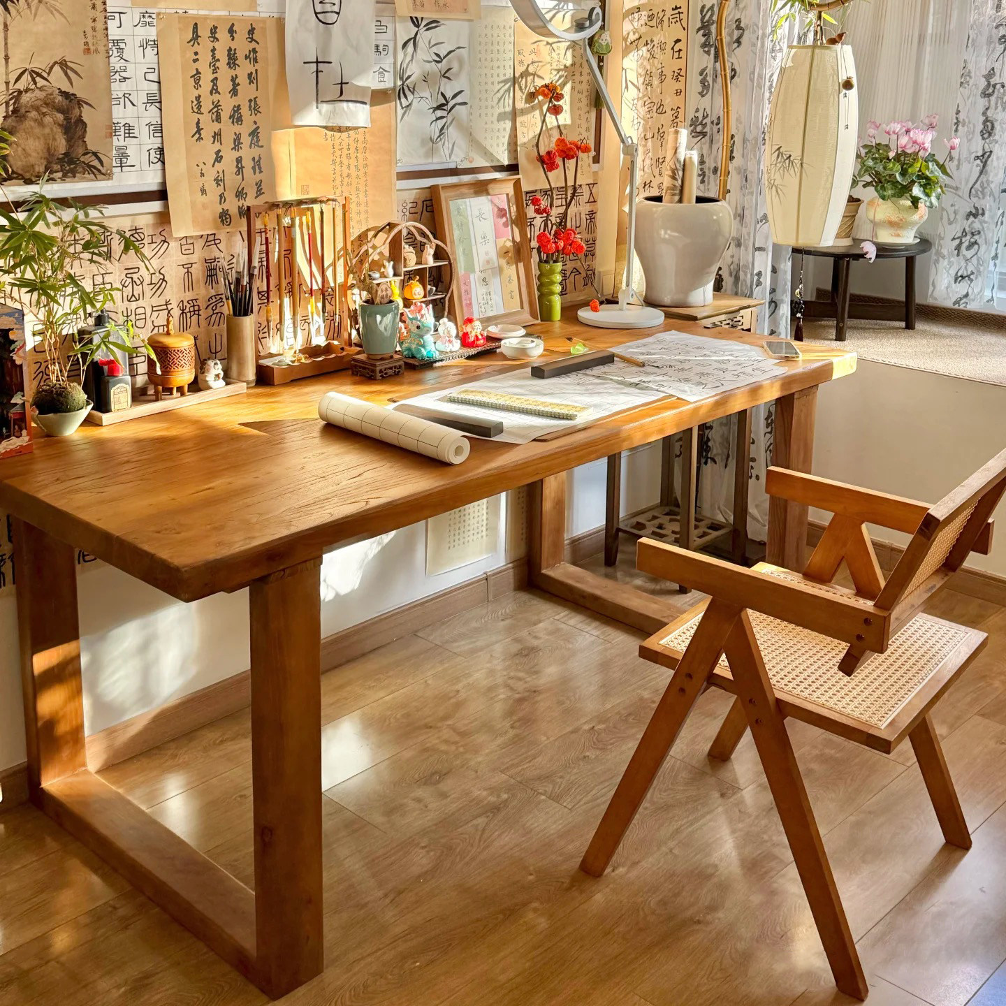 书法桌纯实木书桌家用卧室写字桌学习阅读桌国学桌禅意毛笔书画桌,住宅家具,电脑桌,淘宝优惠券,粉丝福利购,淘宝优惠卷