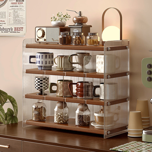 实木杯架餐桌面防尘茶杯茶具水杯收纳餐边柜台面杯子咖啡杯置物架