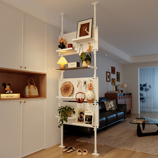 云简顶天立地洞洞板门后超薄置物架免打孔入户玄关隔断金属收纳架