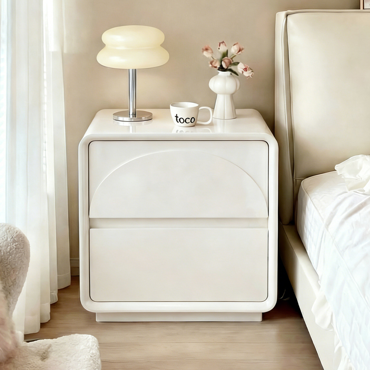 床头柜2026热卖实木烤漆家用卧室轻奢高级感简约奶油风置物收纳柜,住宅家具,床头柜,淘宝优惠券,粉丝福利购,淘宝优惠卷