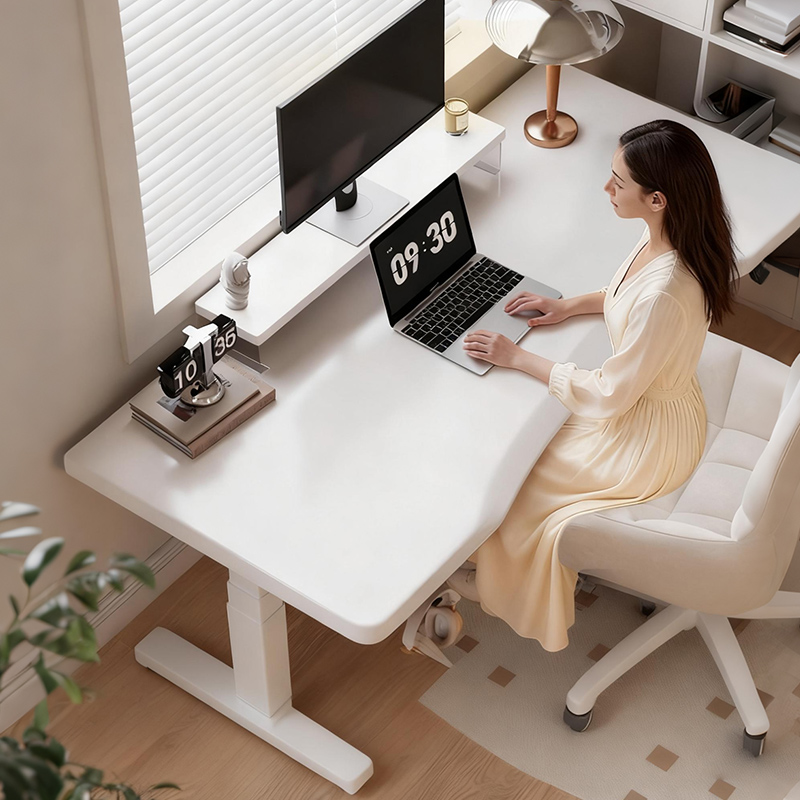 实木人体工学升降电脑桌