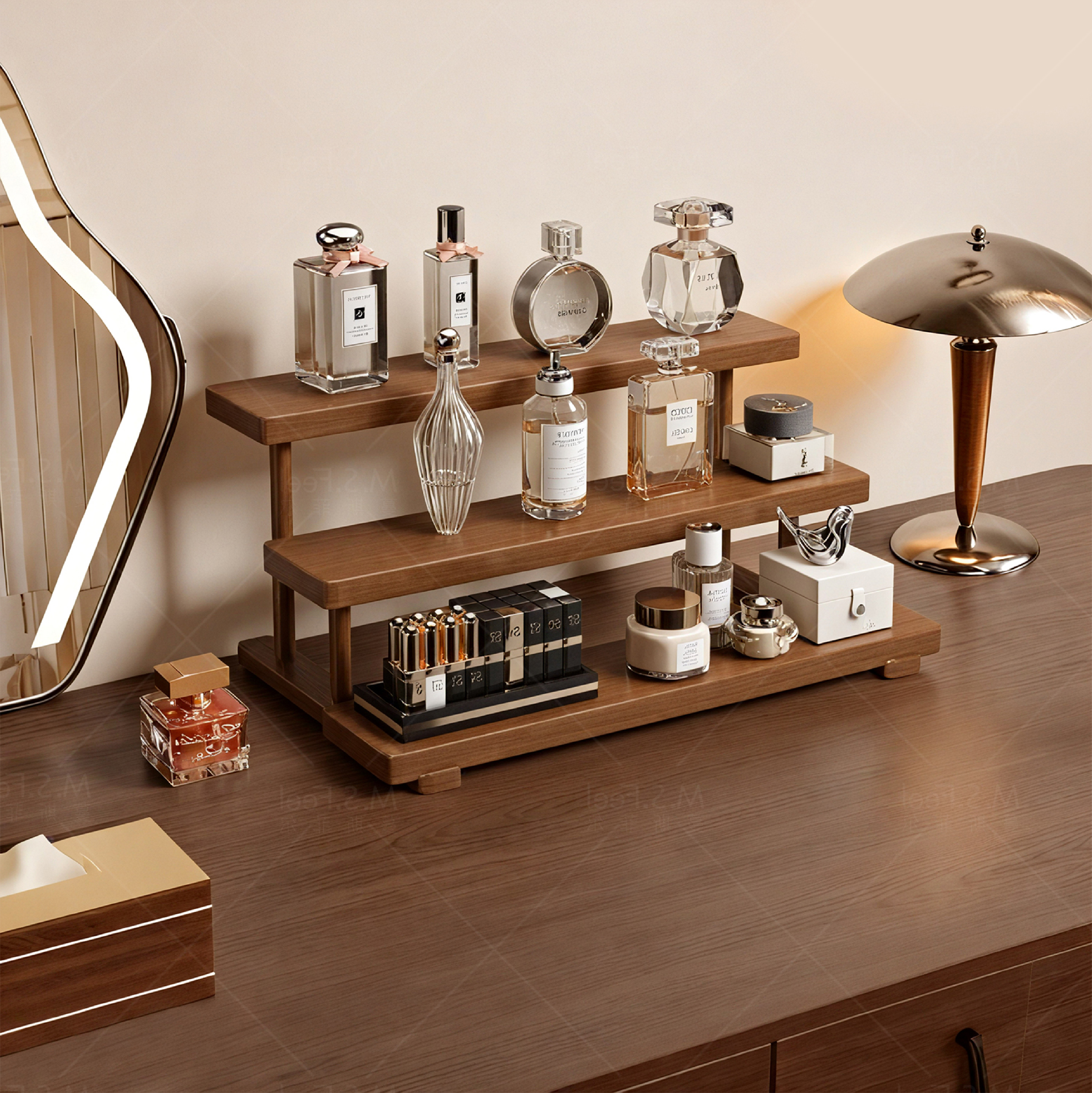 实木化妆品置物架杯架咖啡水杯收纳架护肤品桌面收纳盒香水展示架,收纳整理,整理架/置物架/收纳架,淘宝优惠券,粉丝福利购,淘宝优惠卷