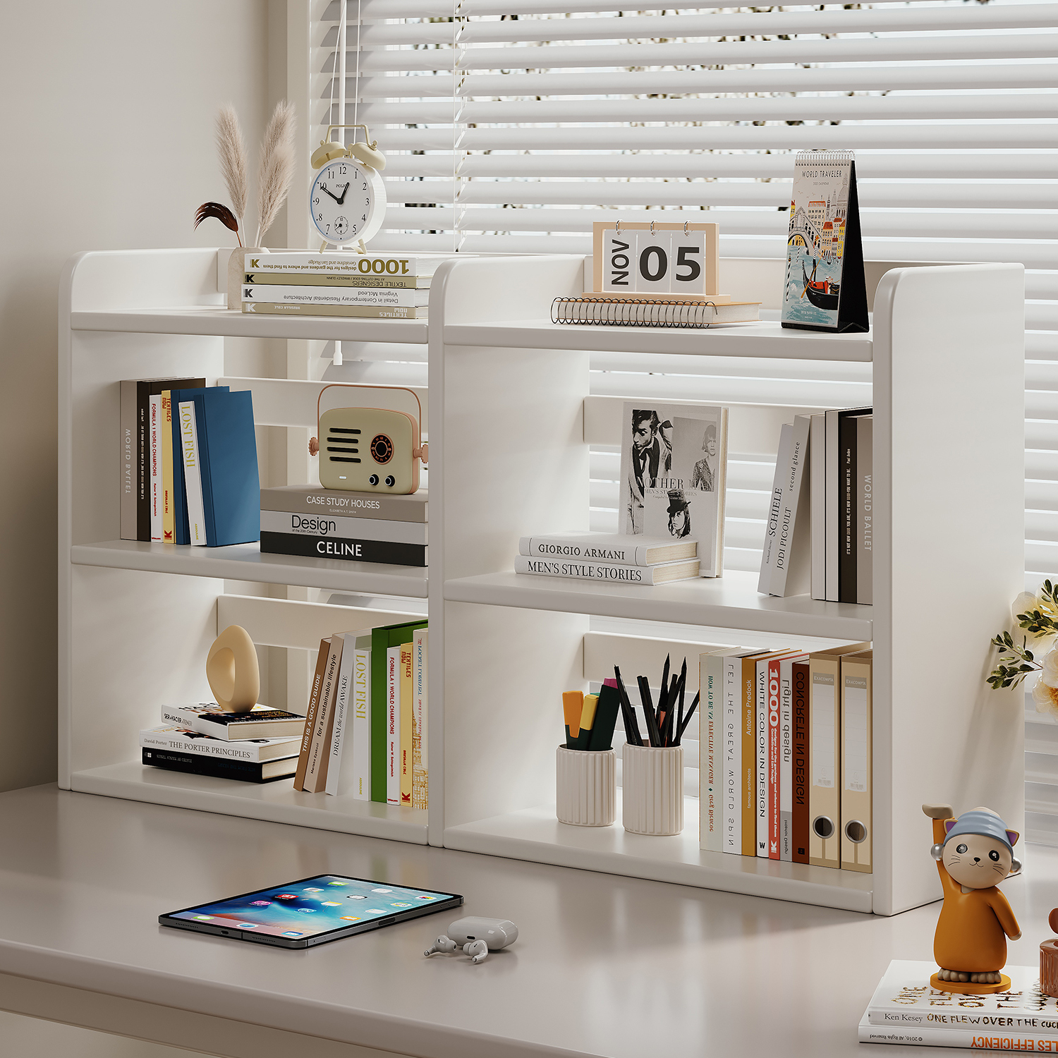 空间收纳魔法！桌面窄边长条书架