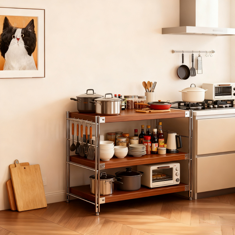 【层高可调】厨房靠墙夹缝置物架