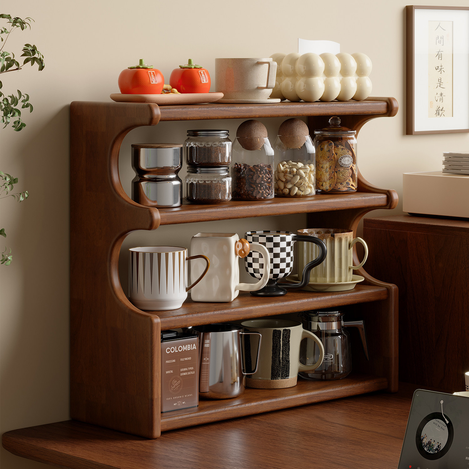 实木桌面杯子架咖啡杯茶杯水杯多层收纳架子餐桌台面餐边柜置物架,收纳整理,整理架/置物架/收纳架,淘宝优惠券,粉丝福利购,淘宝优惠卷