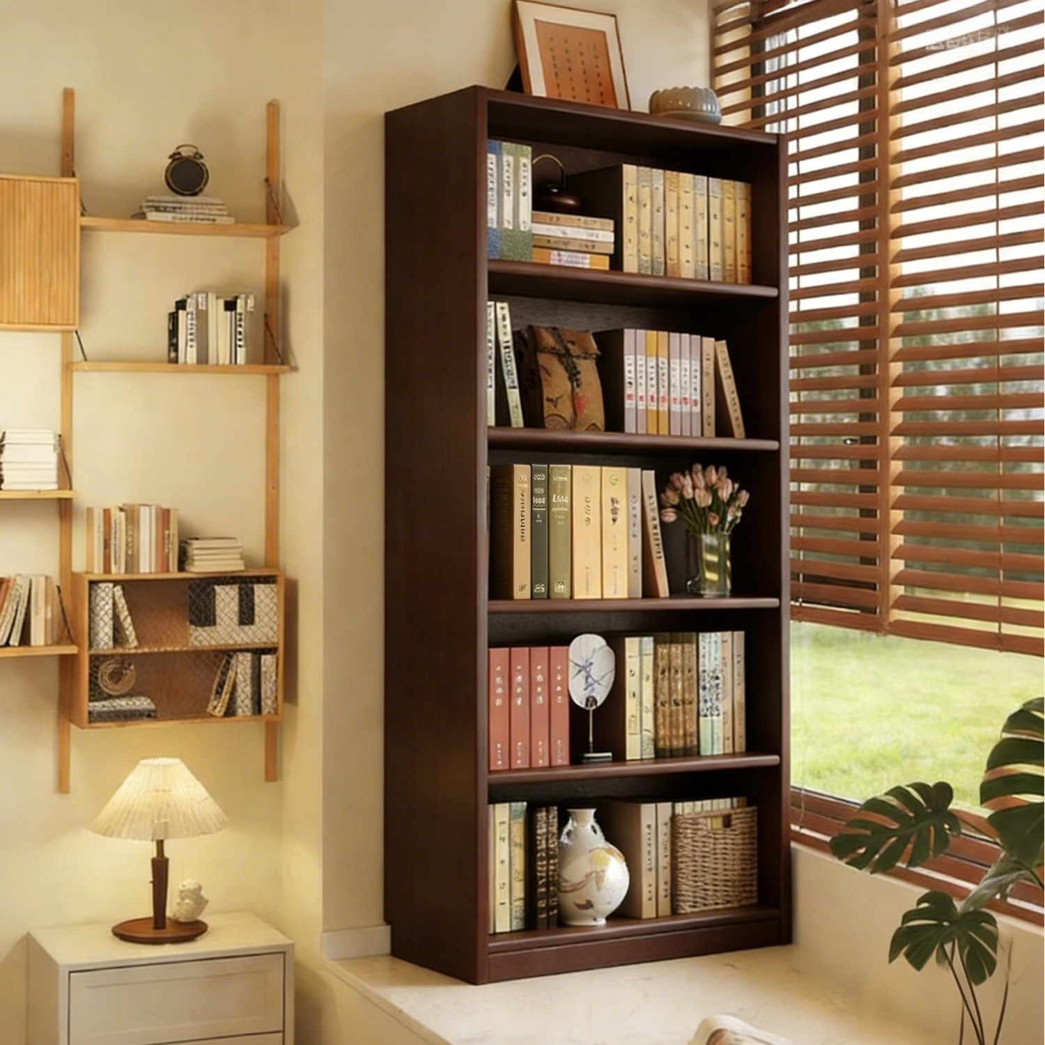 实木书架飘窗柜落地靠墙收纳储物架多层家用窗台展示架置物书柜,住宅家具,书架,淘宝优惠券,粉丝福利购,淘宝优惠卷