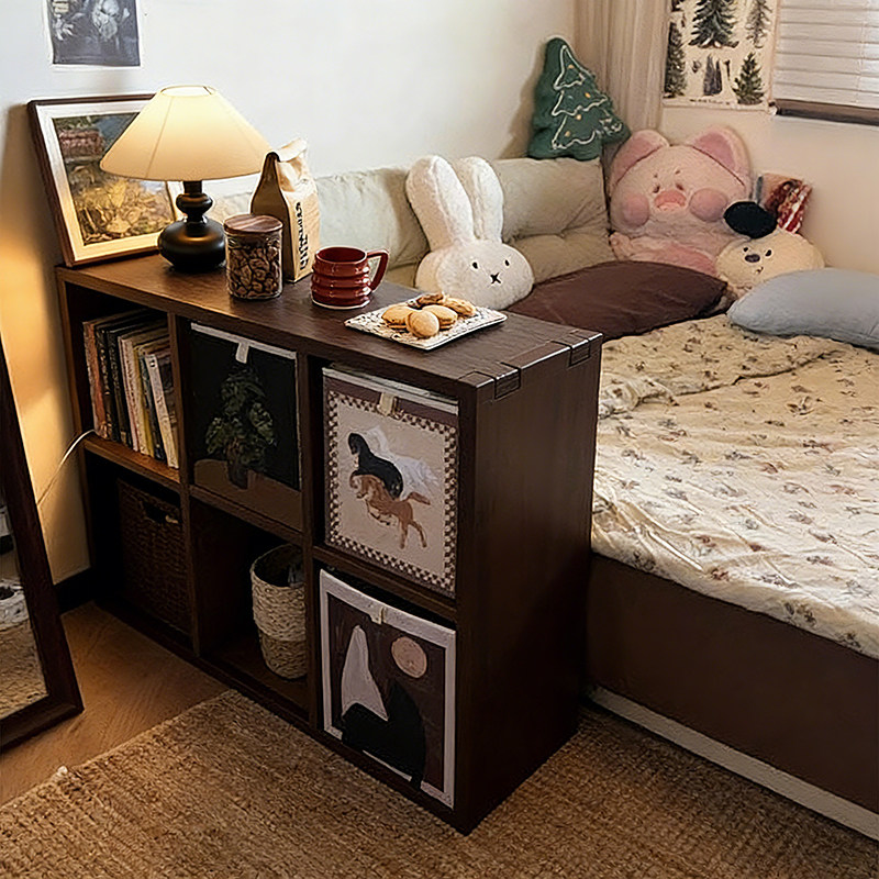 实木床边侧柜半包围卧室床头床尾收纳储物柜书柜家用中古风矮书架,住宅家具,书架,淘宝优惠券,粉丝福利购,淘宝优惠卷