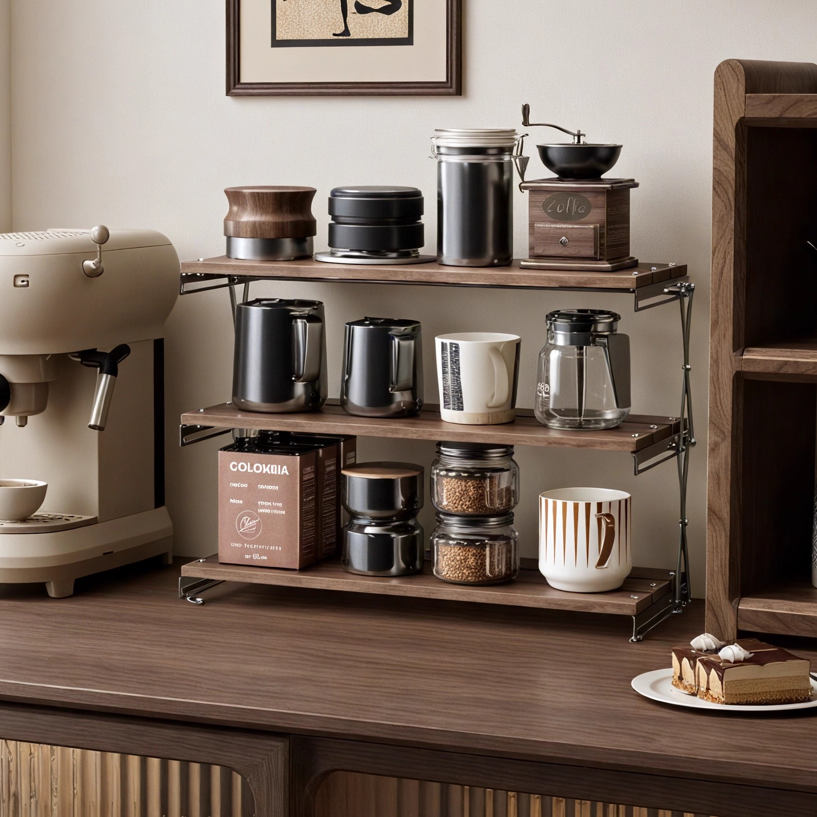 中古风实木折叠置物架杯子收纳架