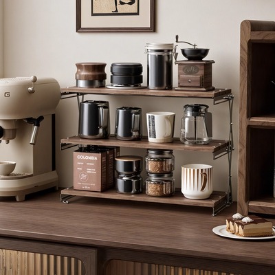 中古风实木折叠置物架杯子收纳架