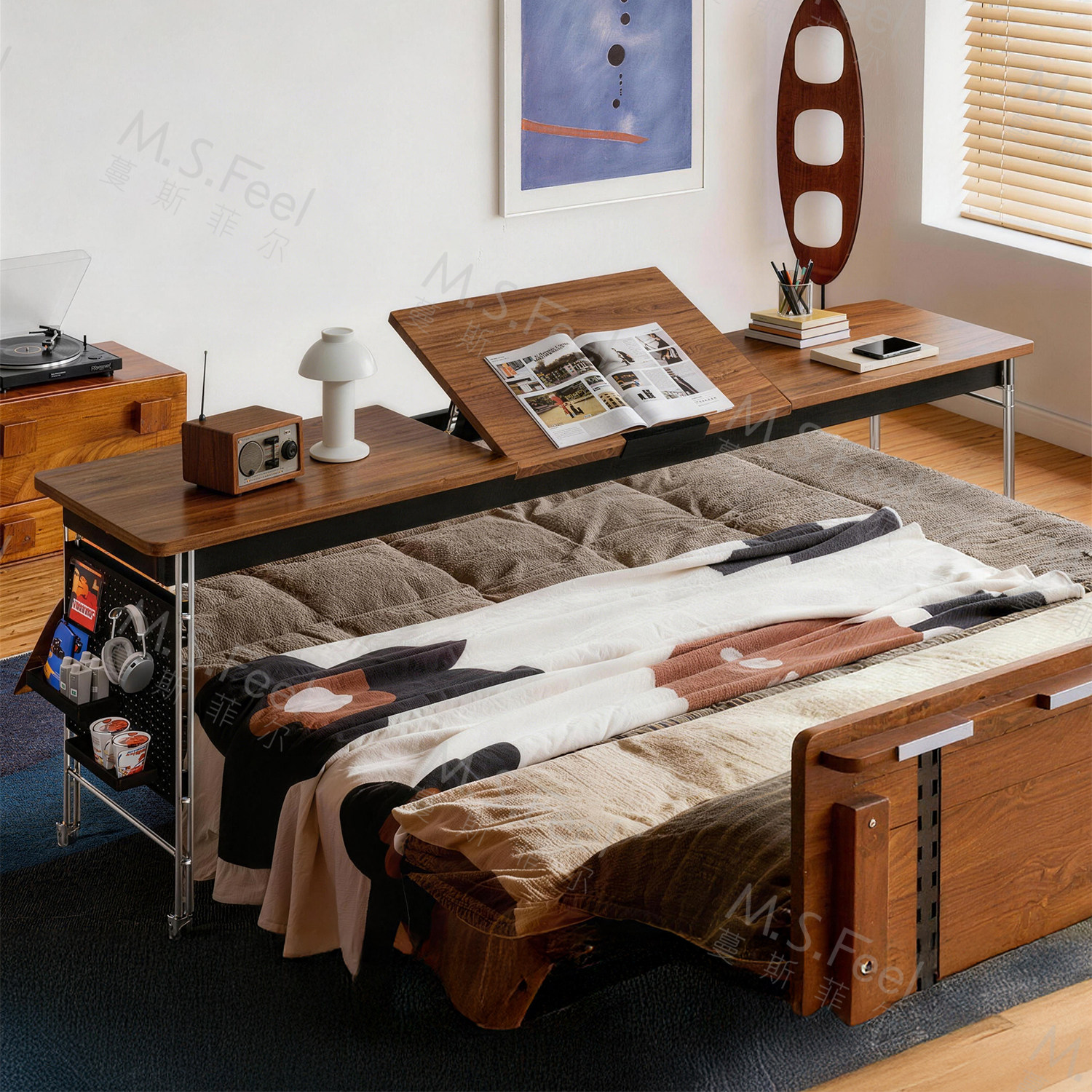 跨床桌中古床边桌卧室家用床上桌可移动床尾桌懒人电脑桌长条桌子