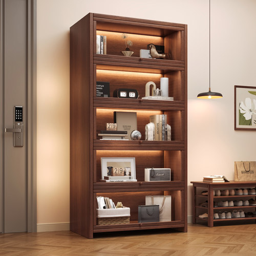 纯松木书柜防尘展示柜储物柜