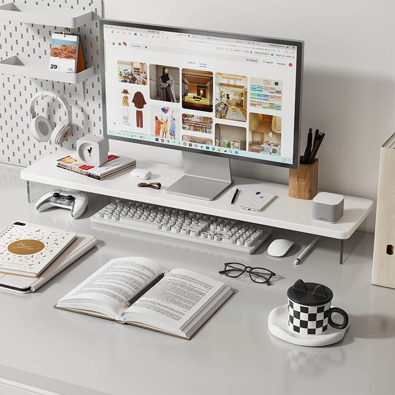 INS风亚克力台式电脑增高架显示器支架家用书桌上置物架桌面收纳