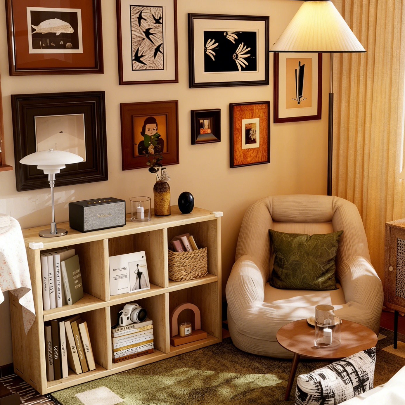 实木格子柜六格柜书架落地置物架卧室收纳储物架靠墙一体矮书柜,住宅家具,书架,淘宝优惠券,粉丝福利购,淘宝优惠卷