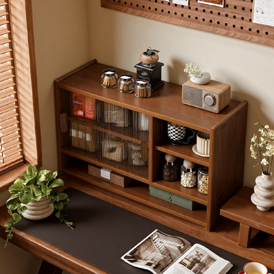 实木桌面收纳盒餐桌台面收纳水杯茶杯咖啡杯杯子置物架杯架收纳柜