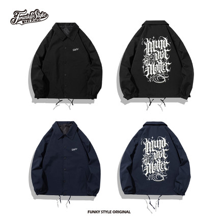 FUNKYSTYLE嘻哈复古bboy刺青TATOO奇卡诺popping街舞教练夹克外套