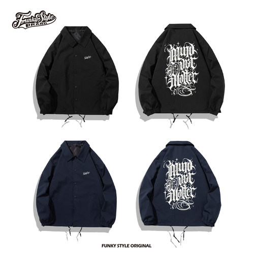 FUNKYSTYLE嘻哈复古bboy刺青TATOO奇卡诺popping街舞教练夹克外套
