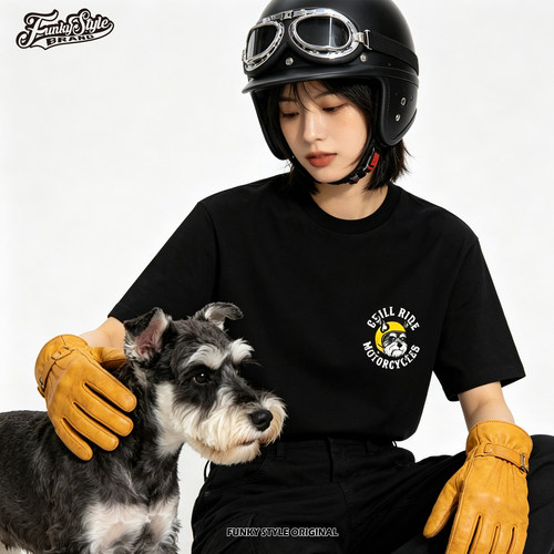 CHILLRIDE机车纯棉短袖猫狗T恤