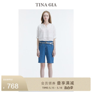 上衣 TINA GIA天纳吉儿春夏纯棉亲肤肌理感绣花娃娃衫