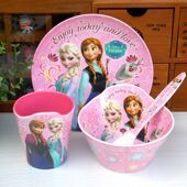 创意冰雪奇缘艾莎公主儿童餐具套装 宝宝餐盘可爱卡通女孩饭碗杯子