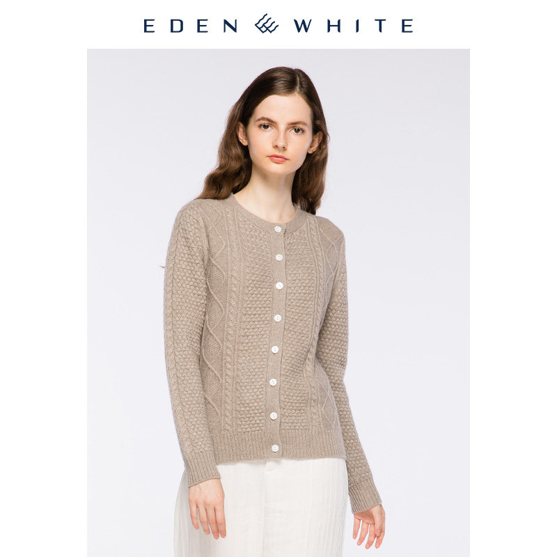 圣雪绒秋冬新款纯羊绒衫女圆领复古绞花保暖加厚针织开衫,女装/女士精品,毛针织衫,淘宝优惠券,粉丝福利购,淘宝优惠卷