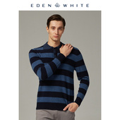 羊绒衫 男士 撞色条纹运动POLO衫 圣雪绒2019秋冬新品 休闲针织衫