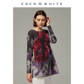 圣雪绒2019秋冬新品 镶钻印花针织连衣裙 饰主义风格 羊绒衫 女圆领装