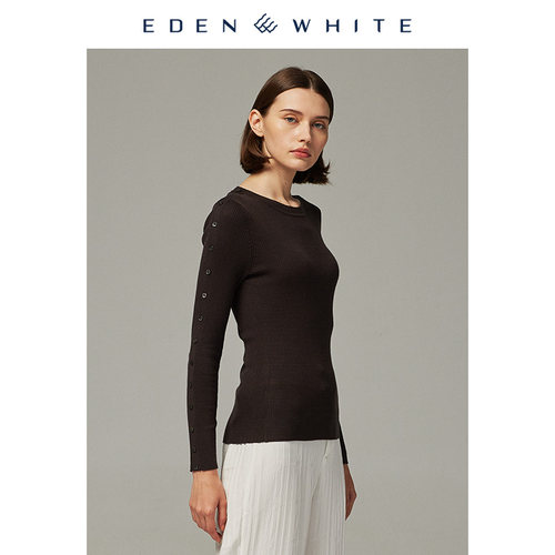 女士纽扣装饰打底衫2019秋冬新品